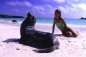 Sarah with sea lion, 03/00